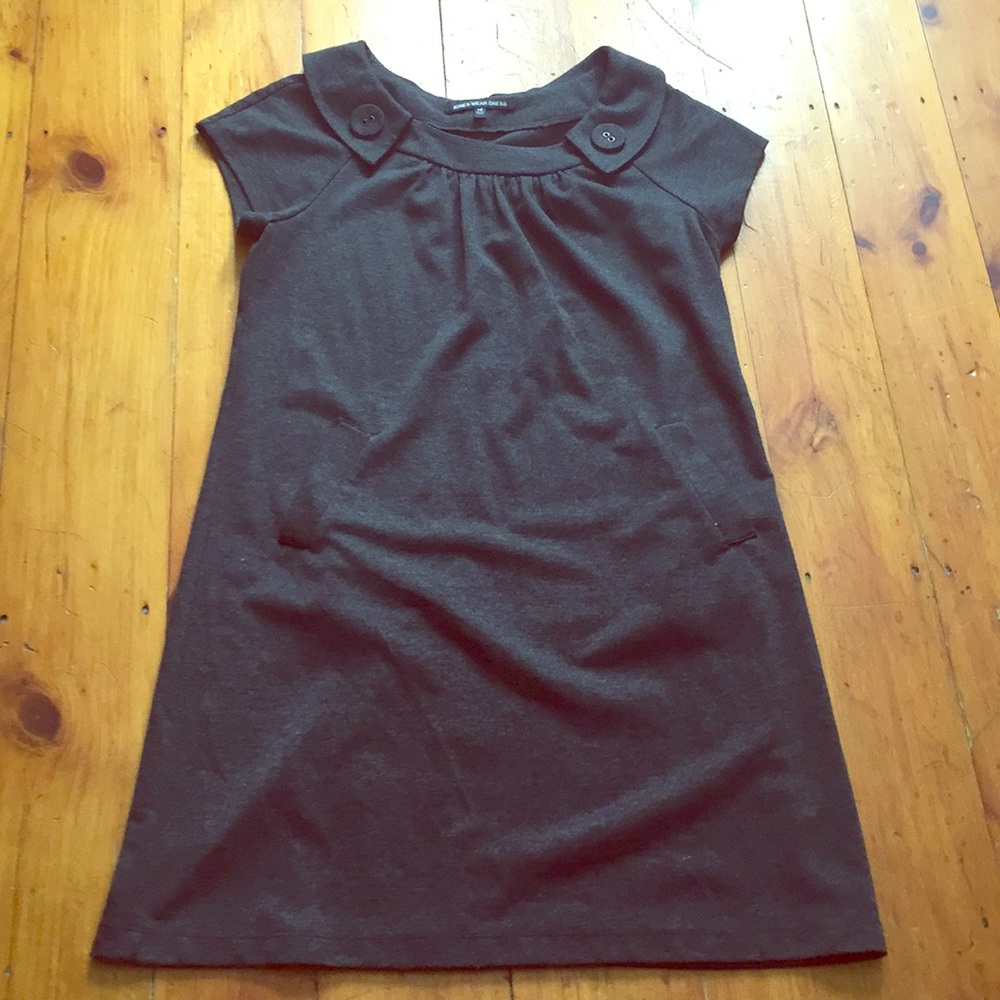 Dark Gray Pencil Dress with Pockets
